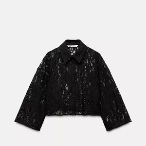 Zara Black Lace Cropped Jacket